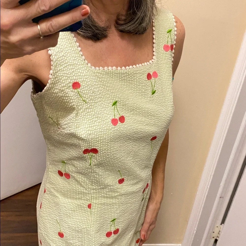 Lilly Pulitzer Cherry Print Seersucker Sleeveless Dress - Picture 2 of 5